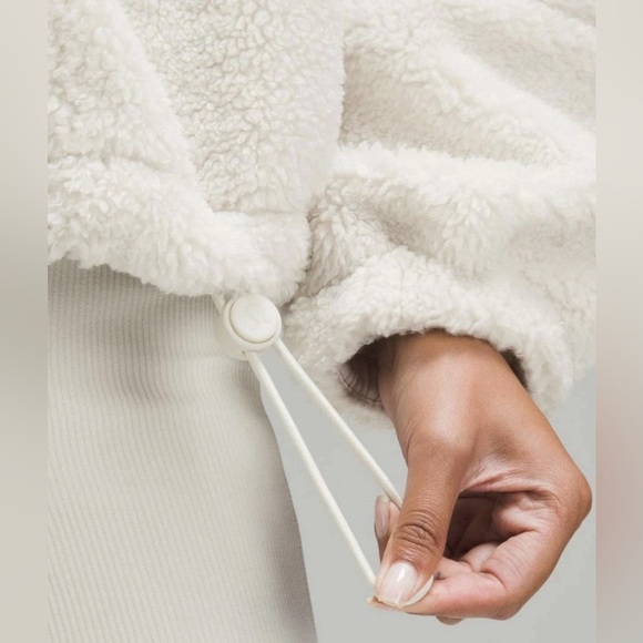 Lululemon Cinchable Fleece Zip-Up Teddy Outdoor Jacket White Opal Size 8 - Picture 4 of 8
